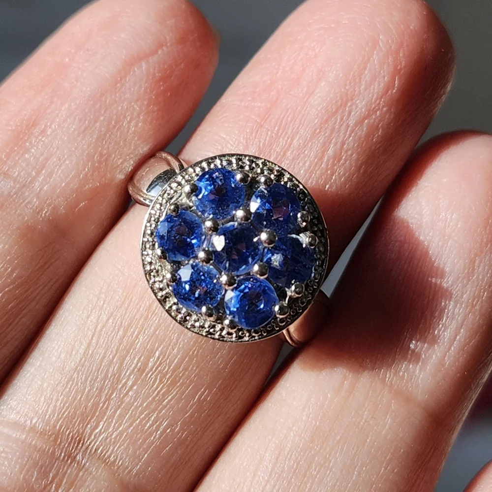Elegant Silver and Blue Gemstone Ring 925 real silver - Picture 7 of 8